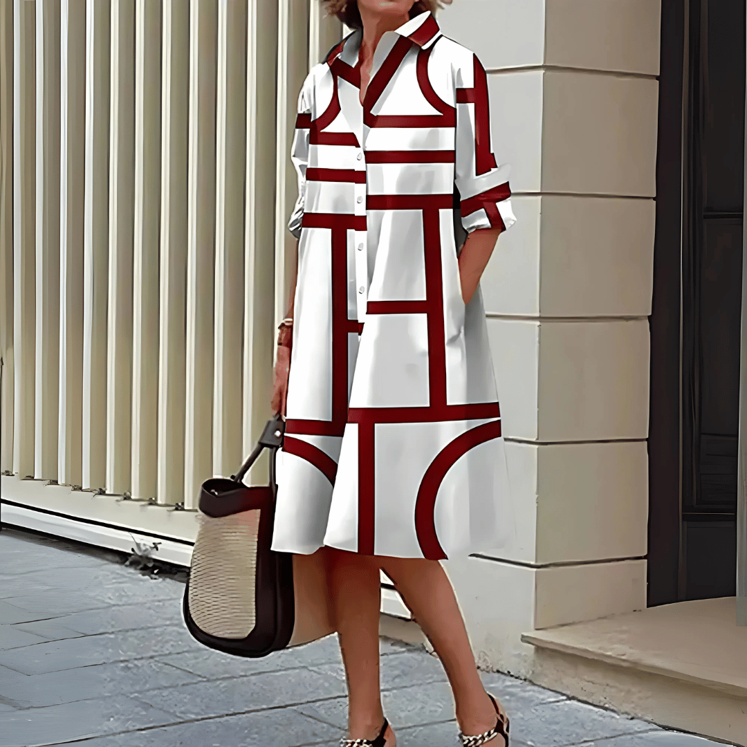 Damesoverhemdjurk met geometrische print