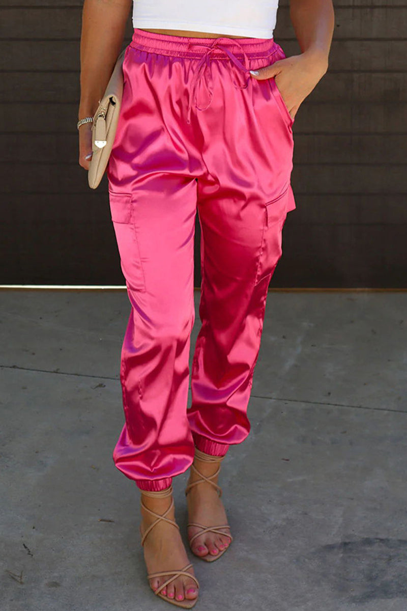 Casual effen tas recht hoge taille effen kleur broekje