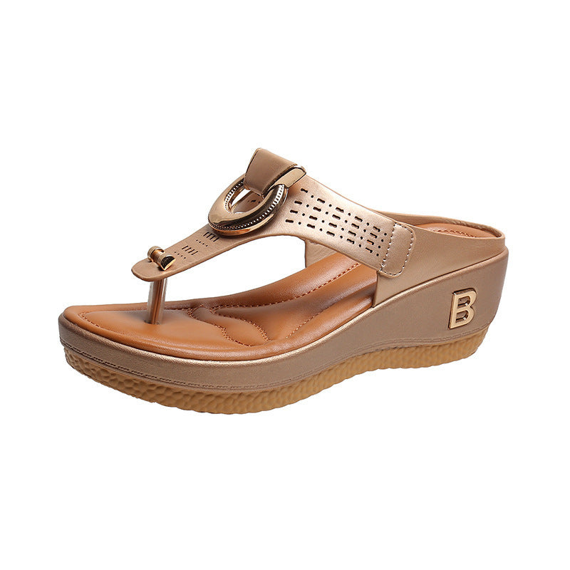 ADELAIDE | Leren Wedge Sandalen