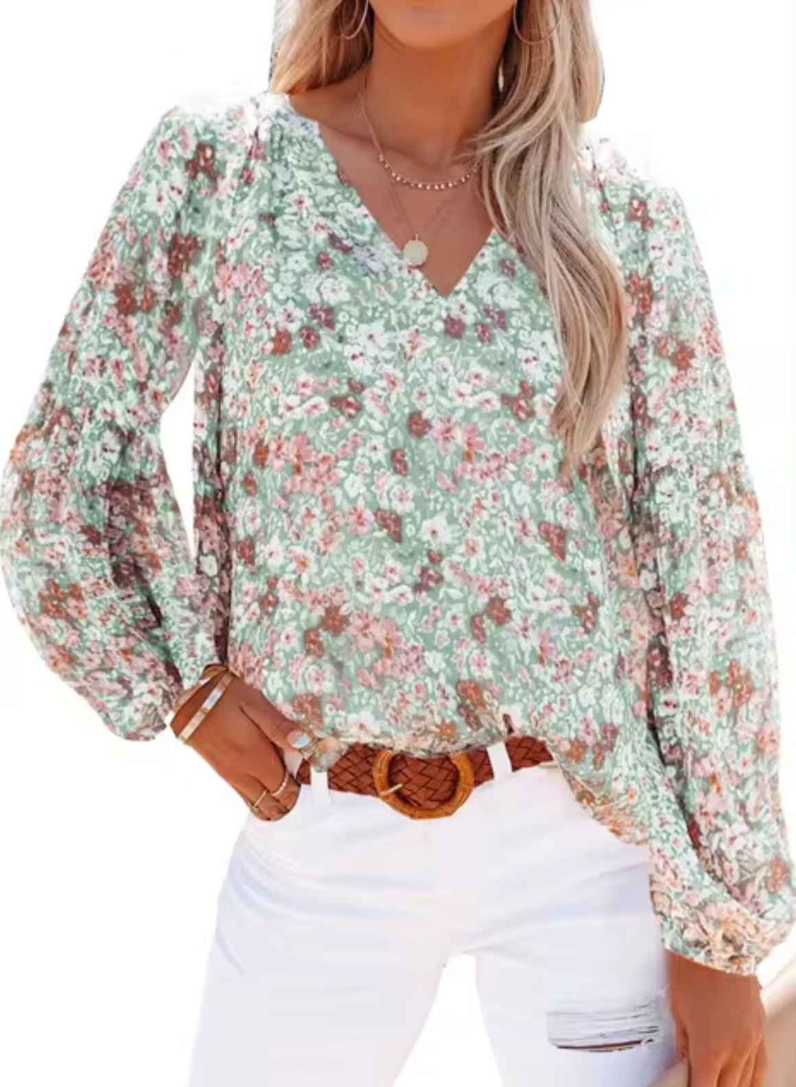 Vloeiende blouse met bloemenprint en een geraffineerde touch
