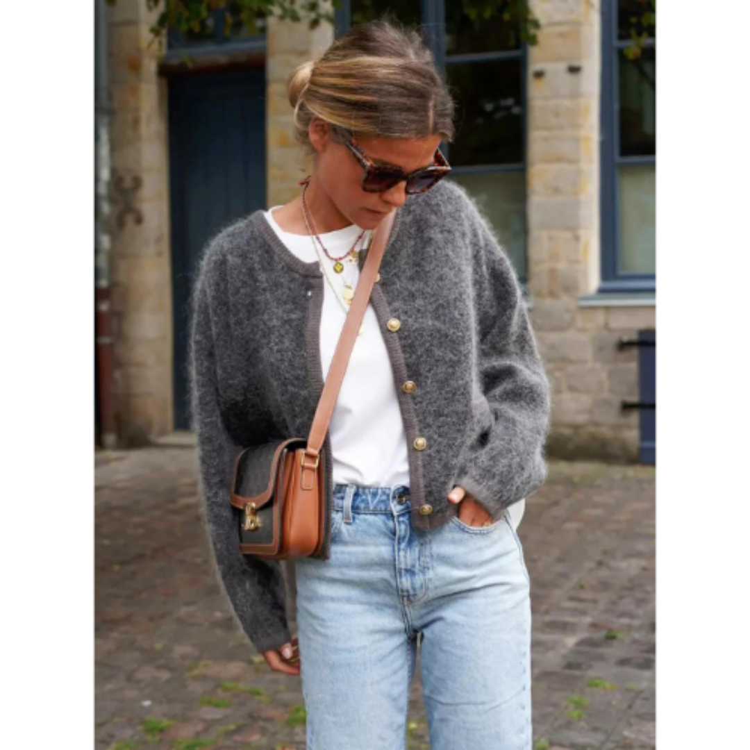 Grijs damesvest met knoopsluiting