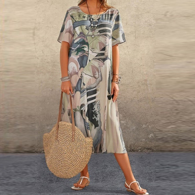 Zomerse midi-jurk met moderne print