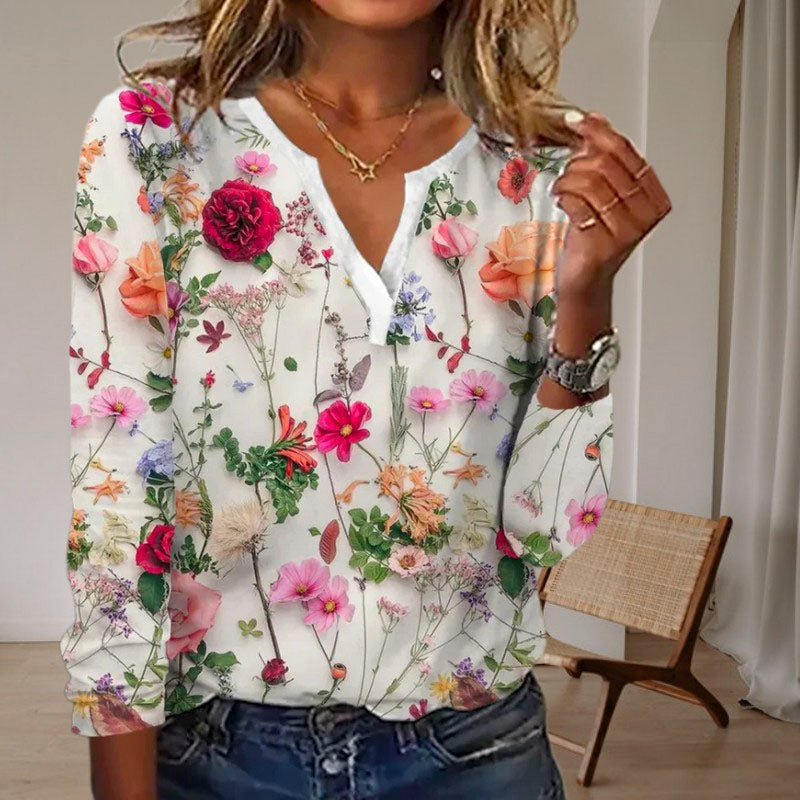 Wanita blouse | Bloes met lange mouwen en bloemenprint