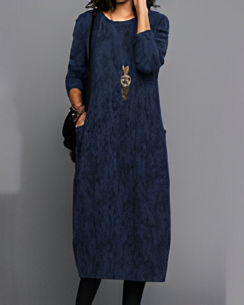 Adel - Bedrukte zakjurk met lange mouwen