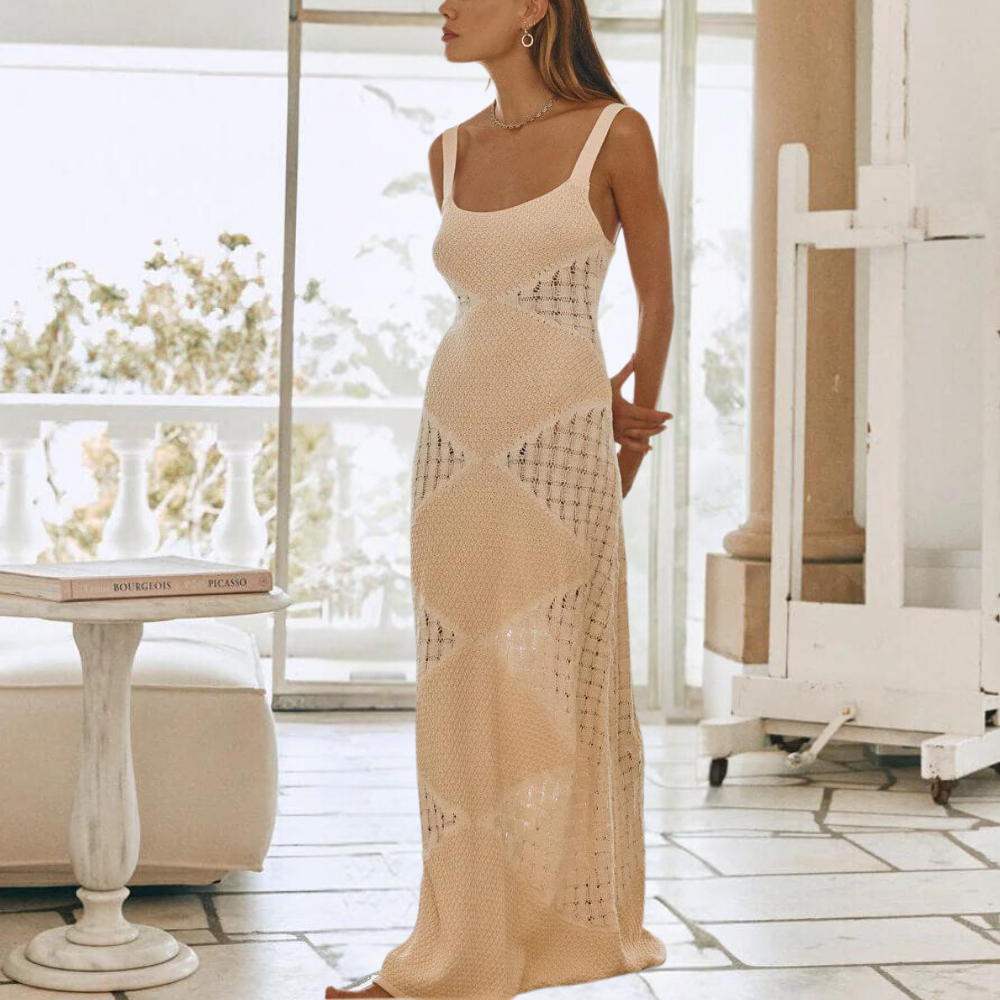 Zaida - Stijlvolle gebreide lange jurk voor dames