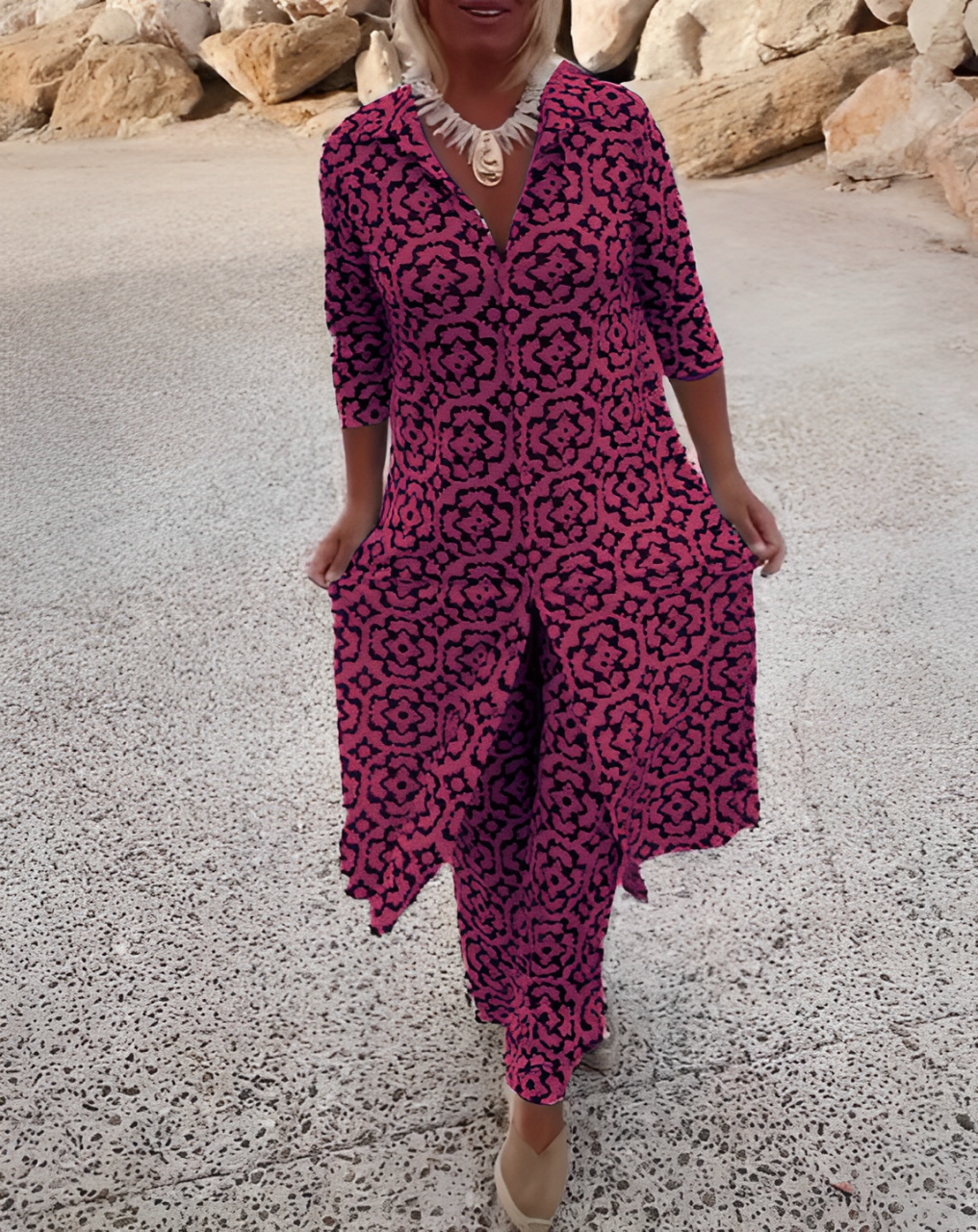 Elegante set met geometrische print