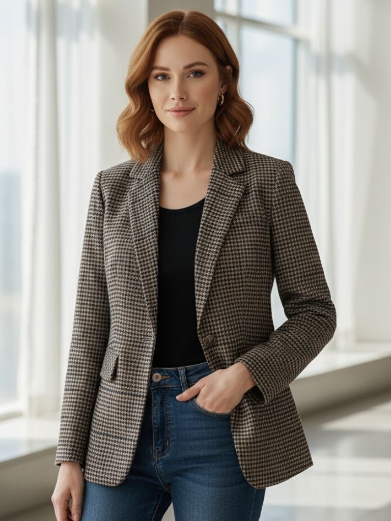 Clotilde | Chique en comfortabele geruite blazer voor dames