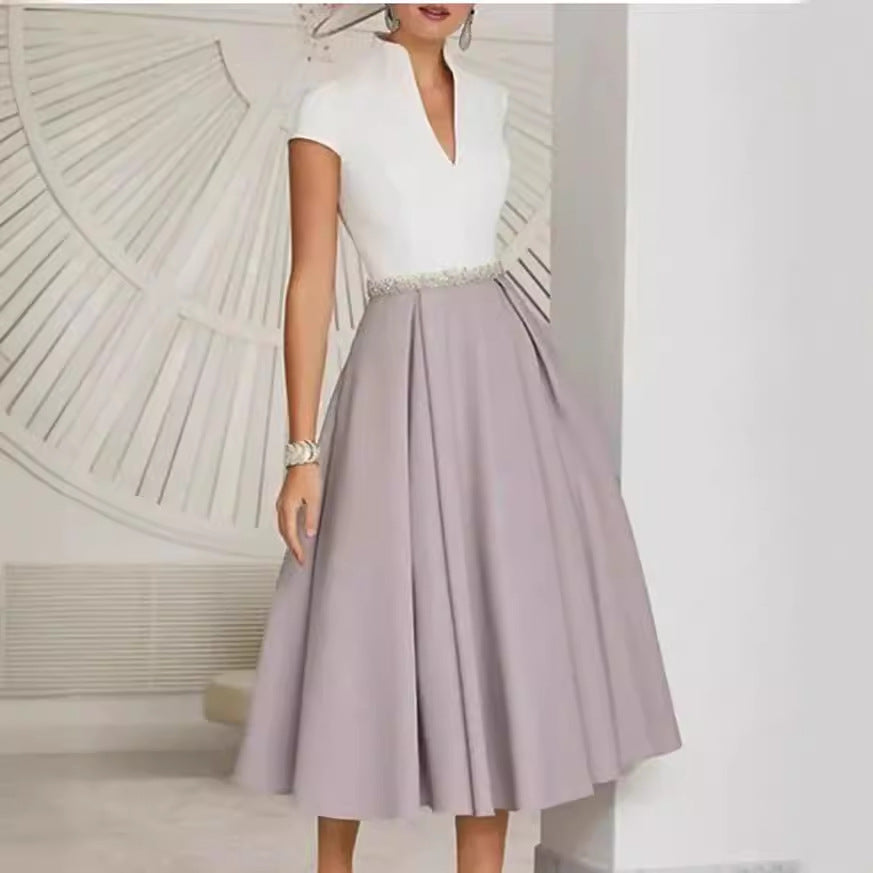 Linnea - Witte zomerjurk met kleurblok