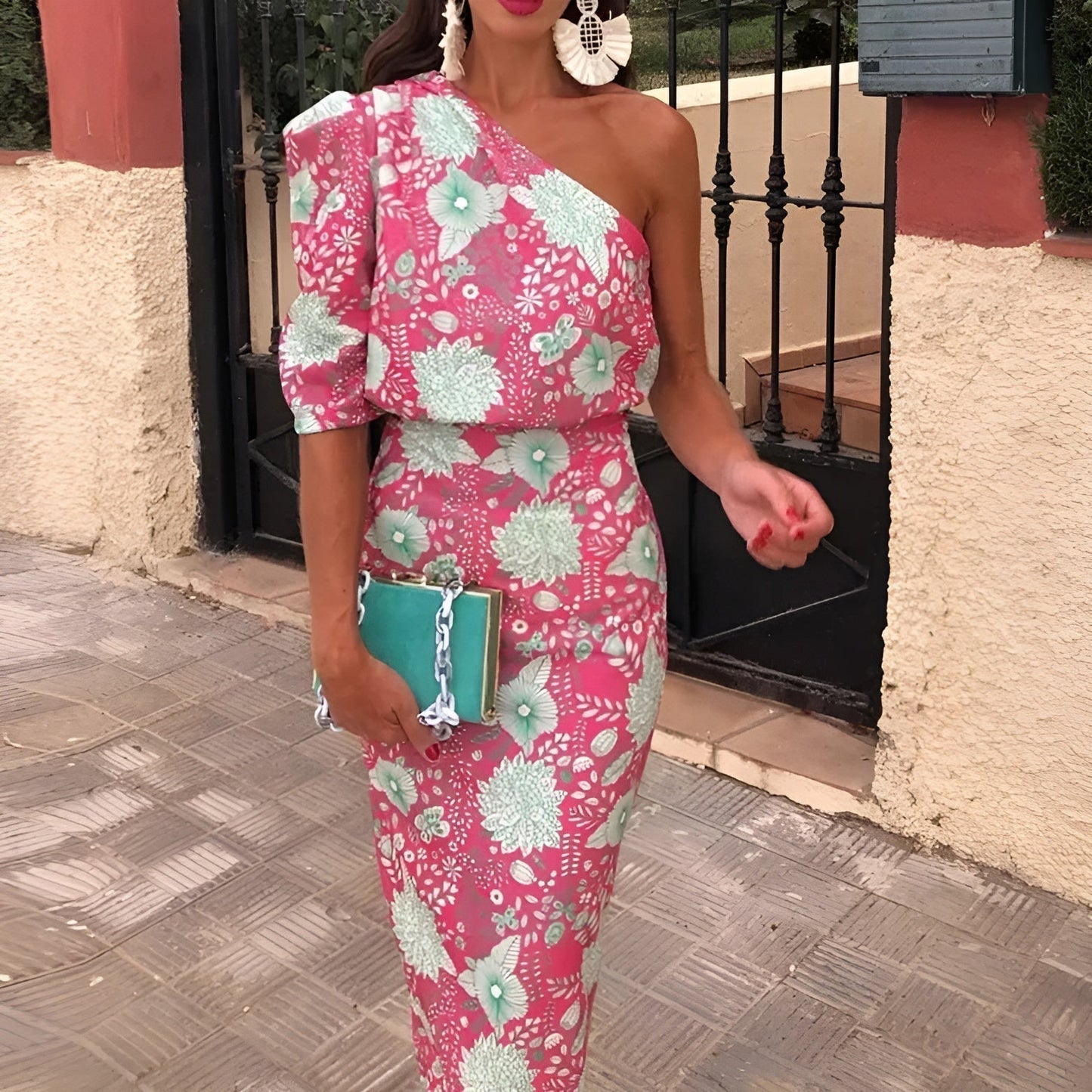 Elegante jurk met één schouder