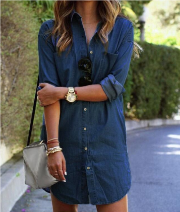 Zoella - Casual overhemdjurk met omgezoomde kraag en effen patchworkpatroon