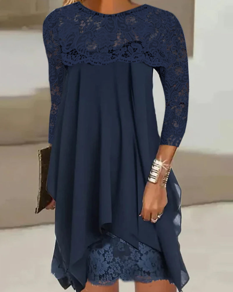 A-lijn Jurk - Elegant - Katoenmix met Kant - Perfect voor Lente en Zomer