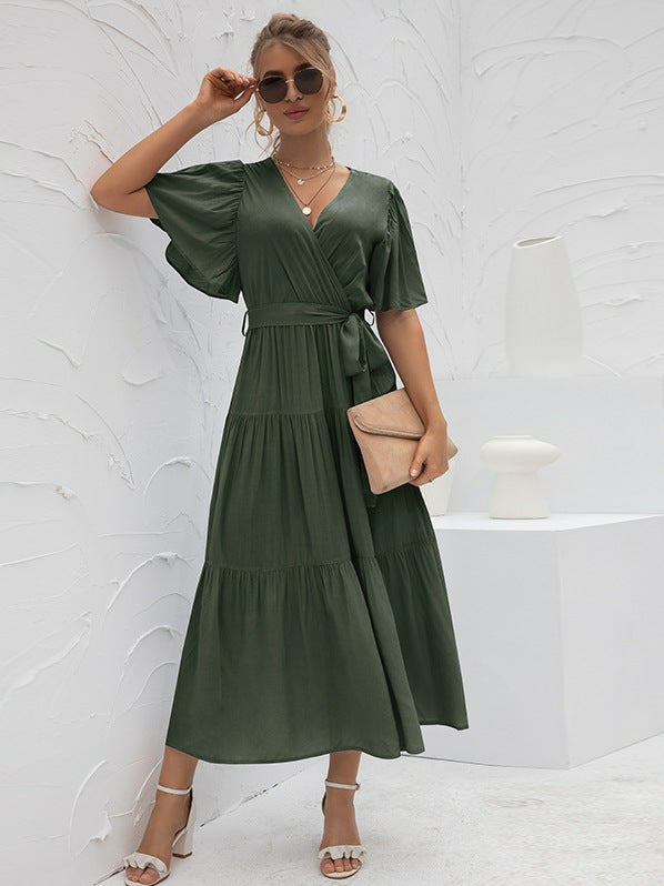 lange jurk met V-hals