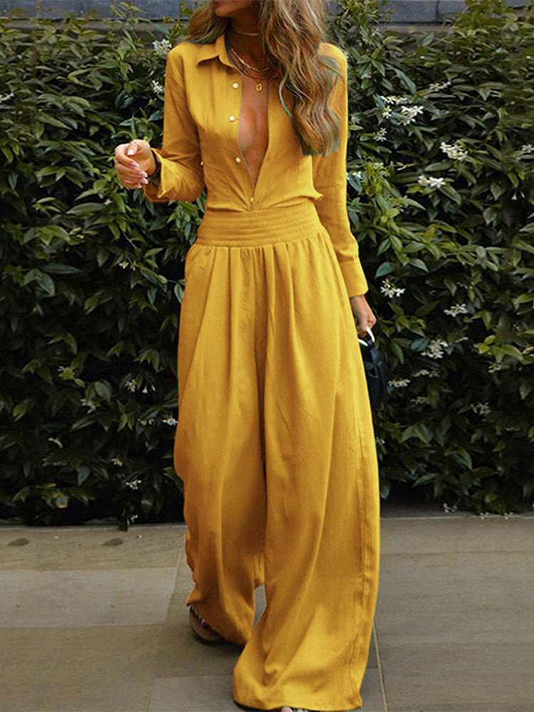 gecoördineerde set - overhemd met knopen en casual broek