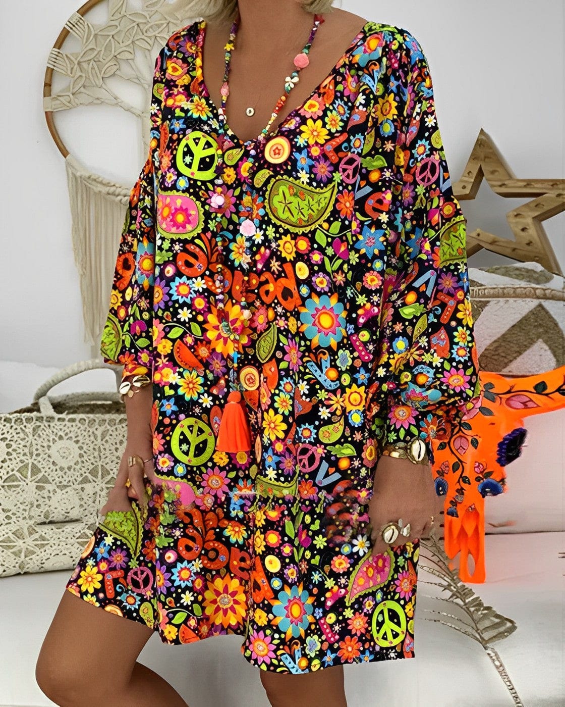 - Multicolour stijlvolle jurk