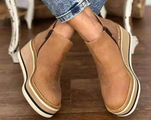 Laarzen met plateau en sleehak met elastische riem - Slip-On comfort