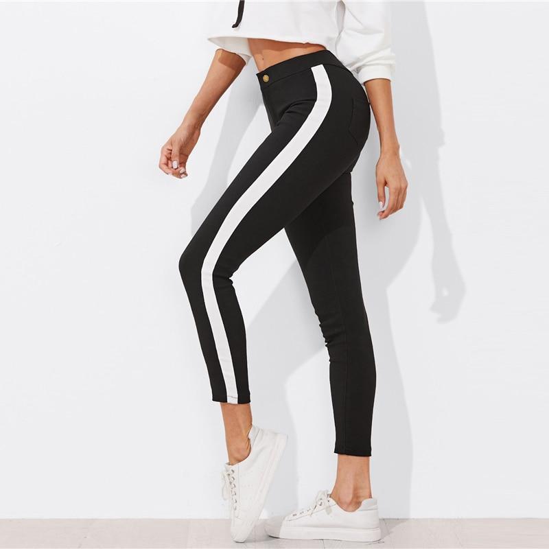 Zuri - Paneelstrepen skinny leg broek