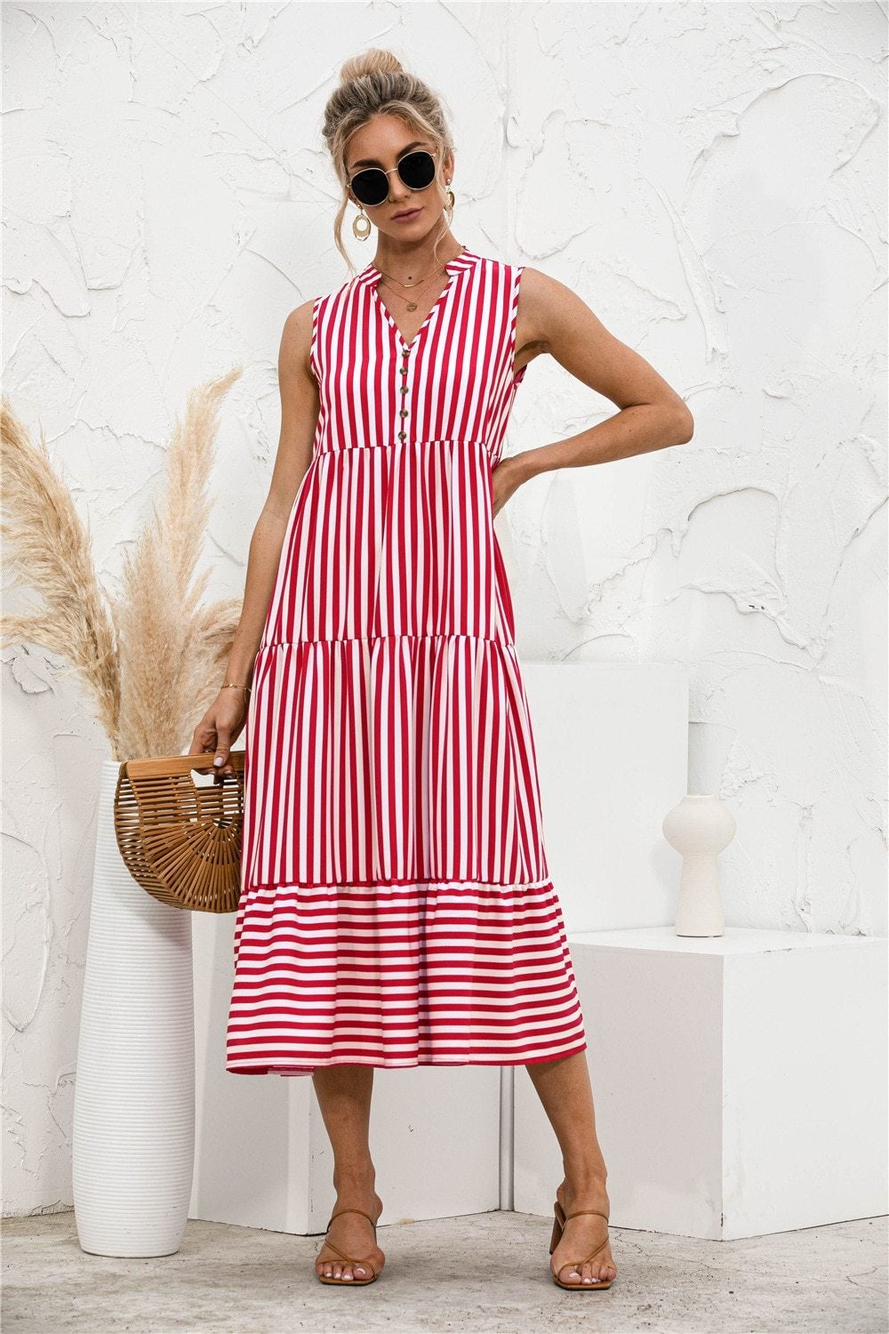 "Nedda" Gestreepte designerjurk