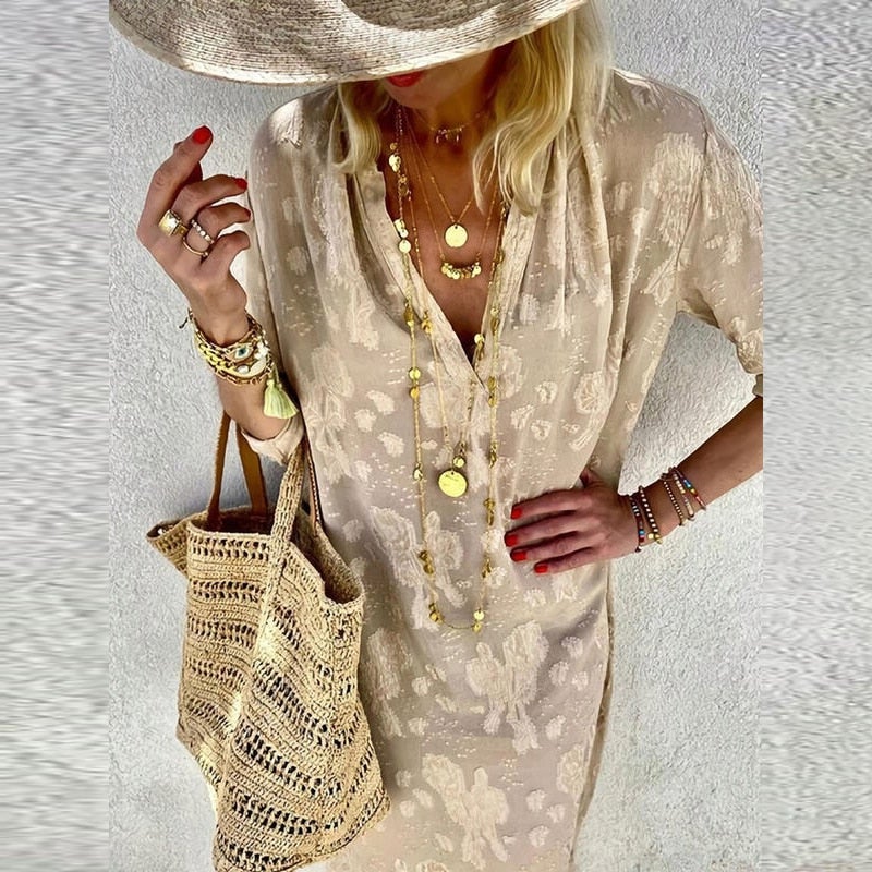 "Mariam" Elegante jurk met print