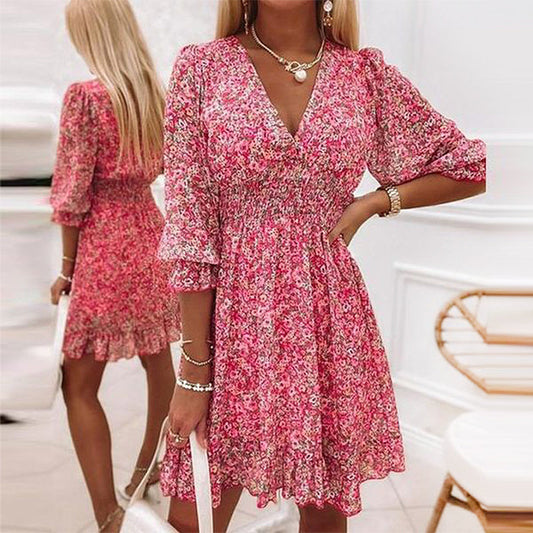 Bloemen chiffon jurk