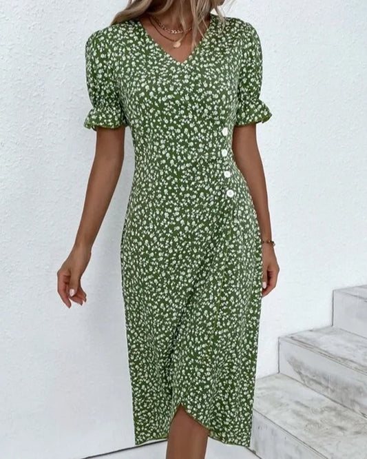 Jurk met korte mouwen en bloemenprint