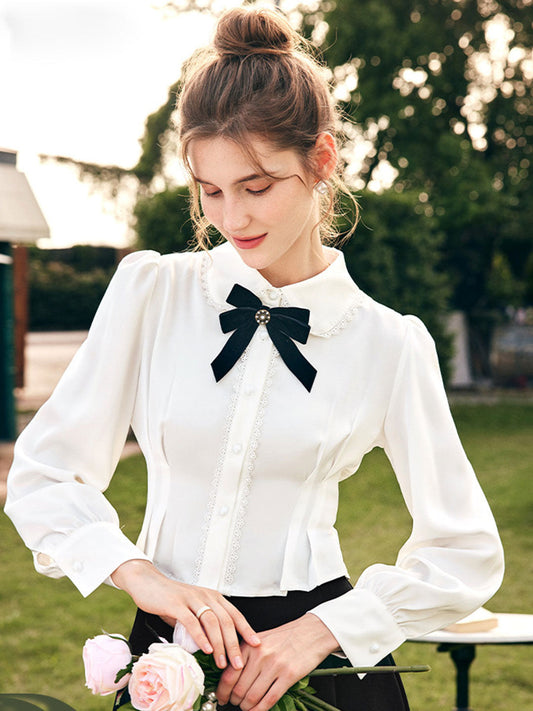 Fiorina Blouse | Vintage Stijl Gepofte Mouwen Blouse