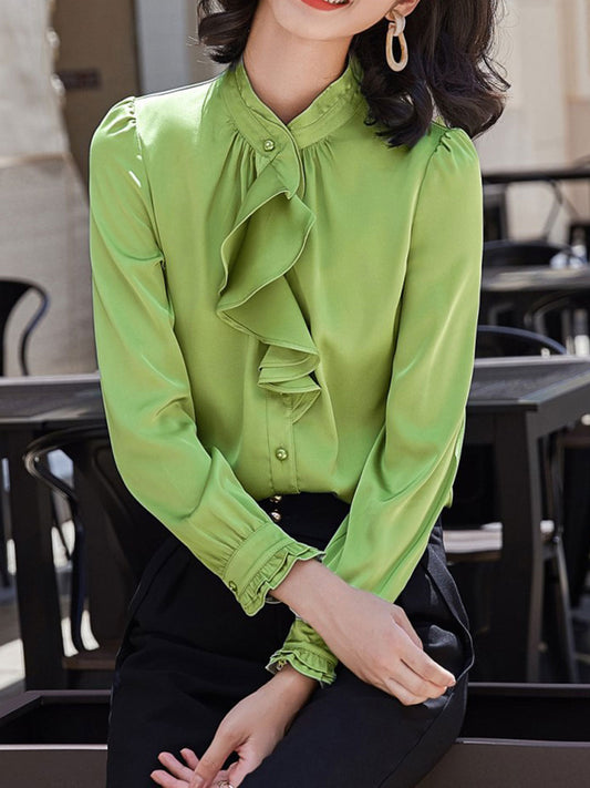 Fiera Blouse | Lange Mouwen Ruffles Kraag Chiffon Blouse