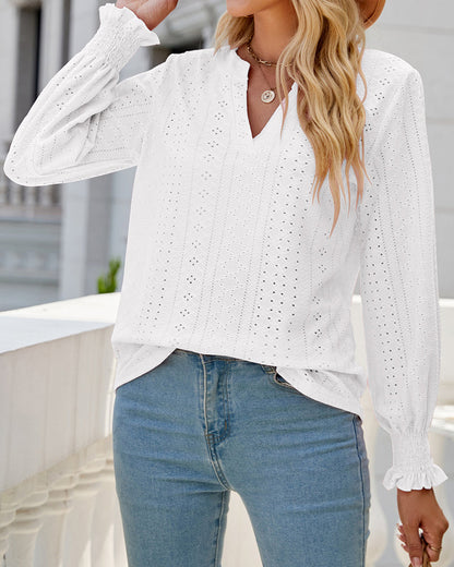 Tindra Blouse | Damesblouse met lange mouwen en v-hals