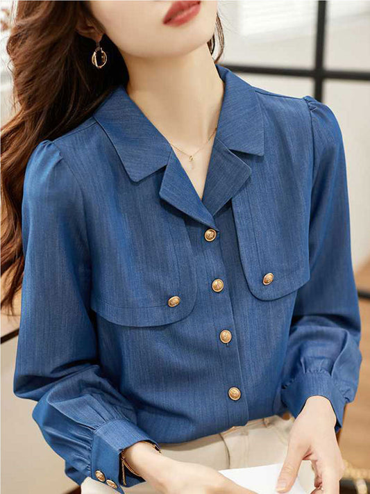 Fabiana Shirt | Vintage Denim Shirt Met Lange Mouwen