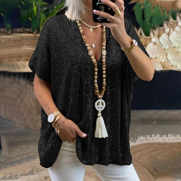Wendy Bloes | V-hals Pailletten Blouse
