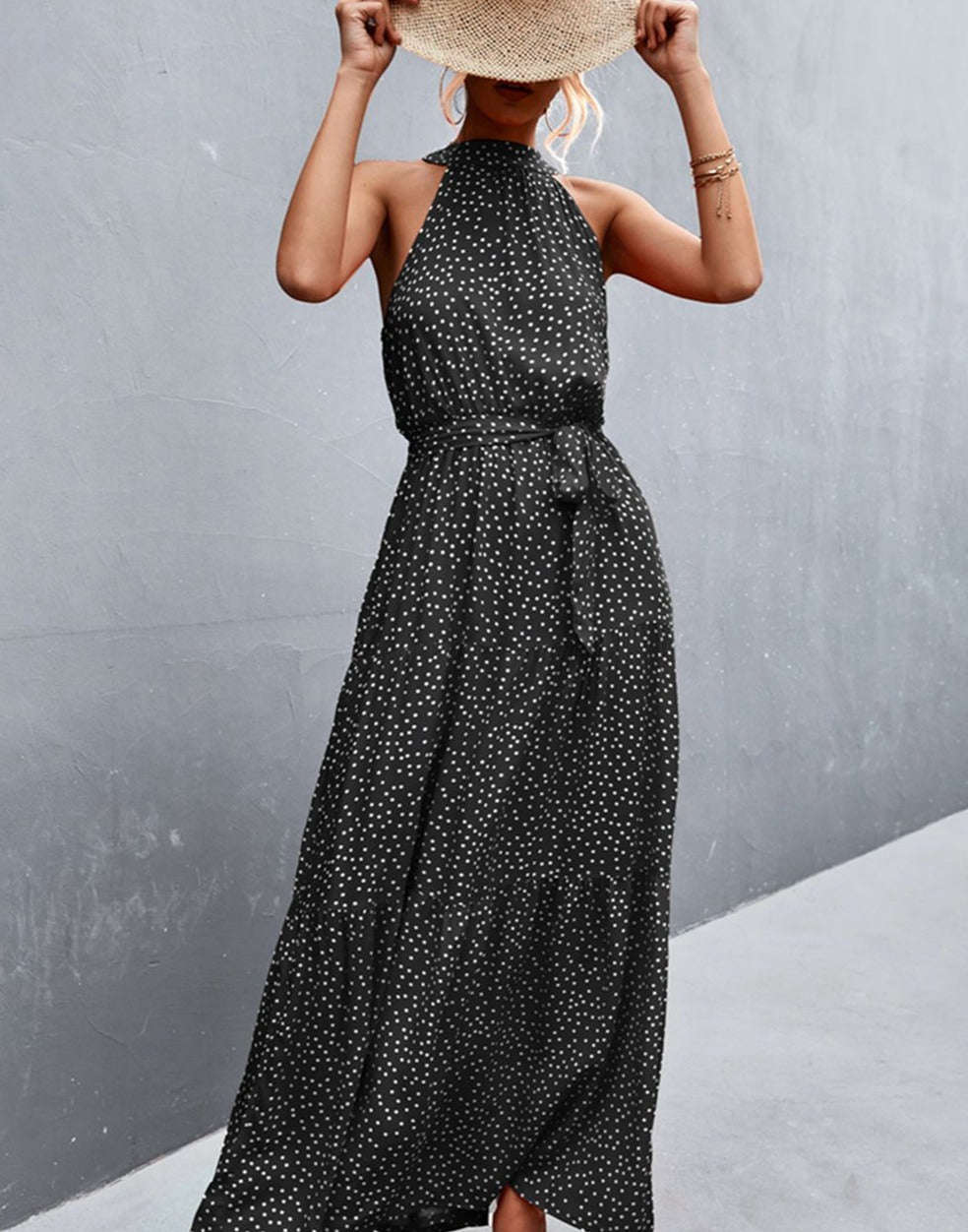 Mouwloze jurk met zomerse print