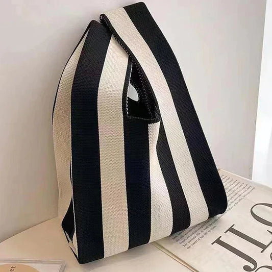 Coralie - Chic gestreepte canvas draagtas