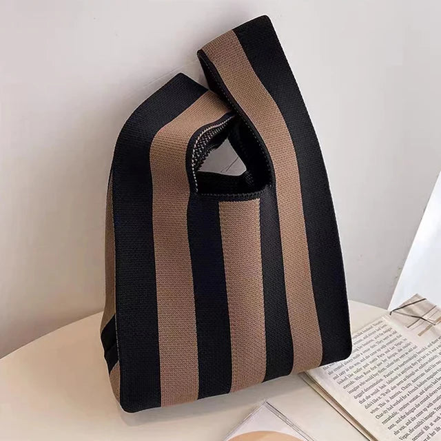 Coralie - Chic gestreepte canvas draagtas