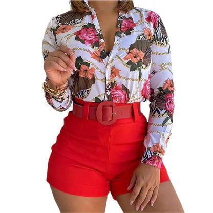 Varla Blouse | Blouse met lange mouwen en print