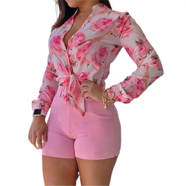 Varla Blouse | Blouse met lange mouwen en print