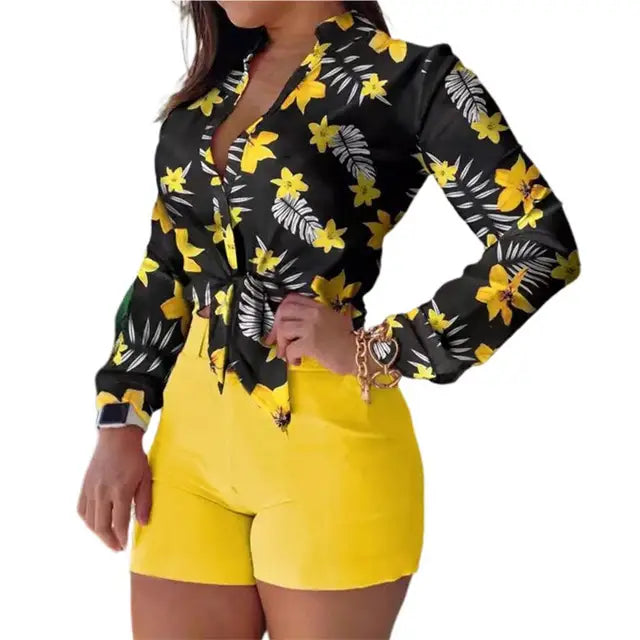 Varla Blouse | Blouse met lange mouwen en print