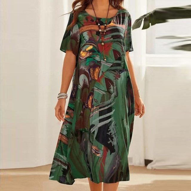Zomerse midi-jurk met moderne print