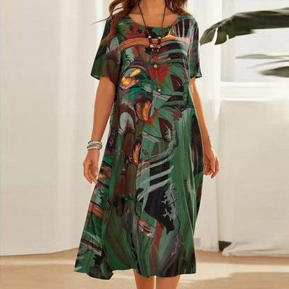 Zomerse midi-jurk met moderne print