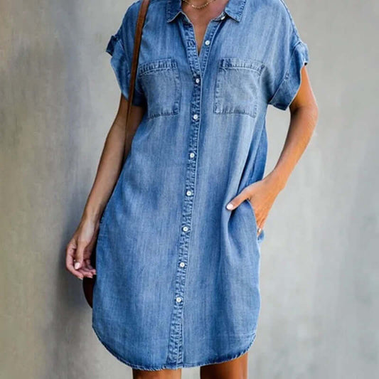 Rilu™ Elegante Casual Button Down Overhemd Jurk