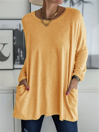 Losvallende blouse met zak voor alledaagse looks