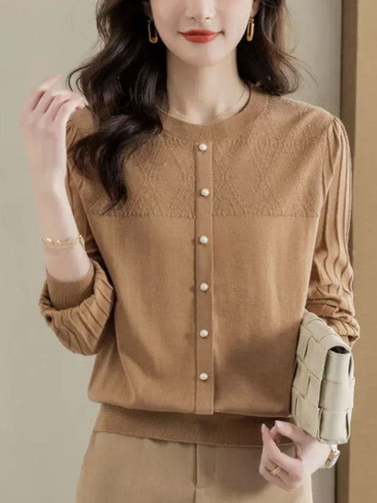 Xivana Blouse | Lange Mouw Blouse met Ronde Hals