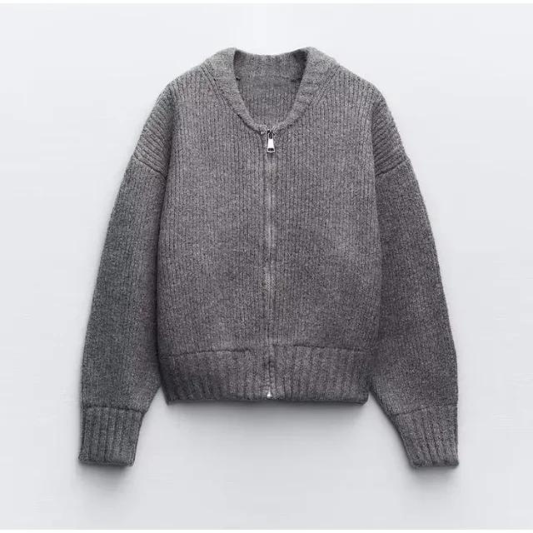 Damesvest met ronde hals en rits