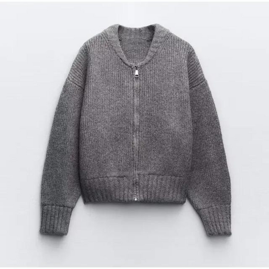 Damesvest met ronde hals en rits