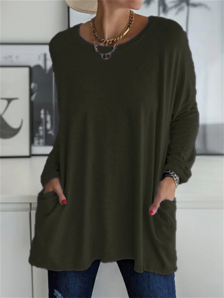 Losvallende blouse met zak voor alledaagse looks