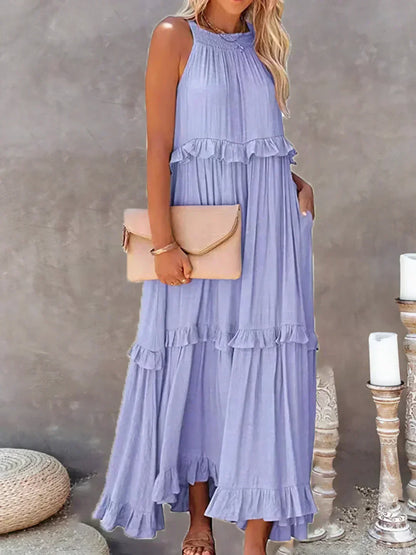 Halter maxi jurk met ruches