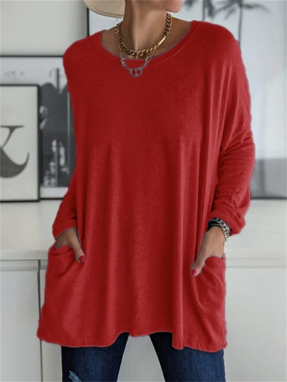 Losvallende blouse met zak voor alledaagse looks