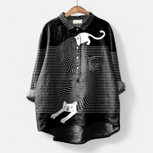 Sero™ Trendy Blouse met Kleurrijke Artistieke Print