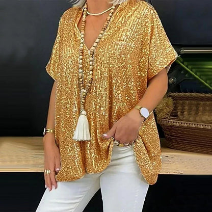 Wendy Bloes | V-hals Pailletten Blouse