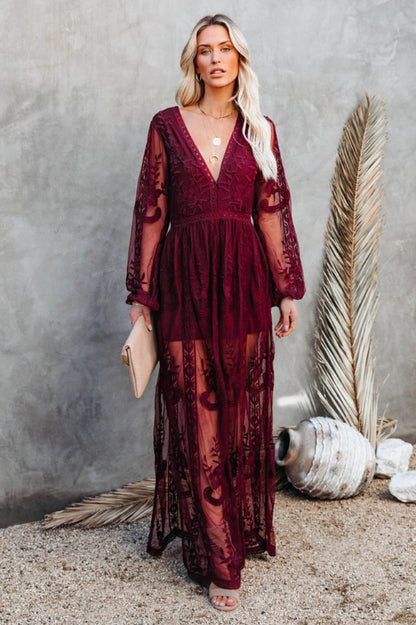 Lange jurk in bohemian stijl met elegante open details
