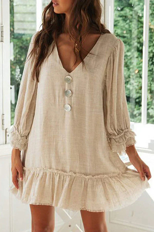 Button-down jurk met V-hals