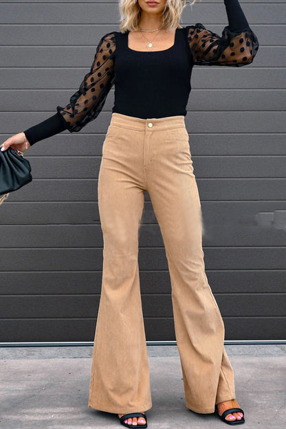 Sexy Casual Boot Cut Mid Waist Wijde Been Broekjes (4 Kleuren)